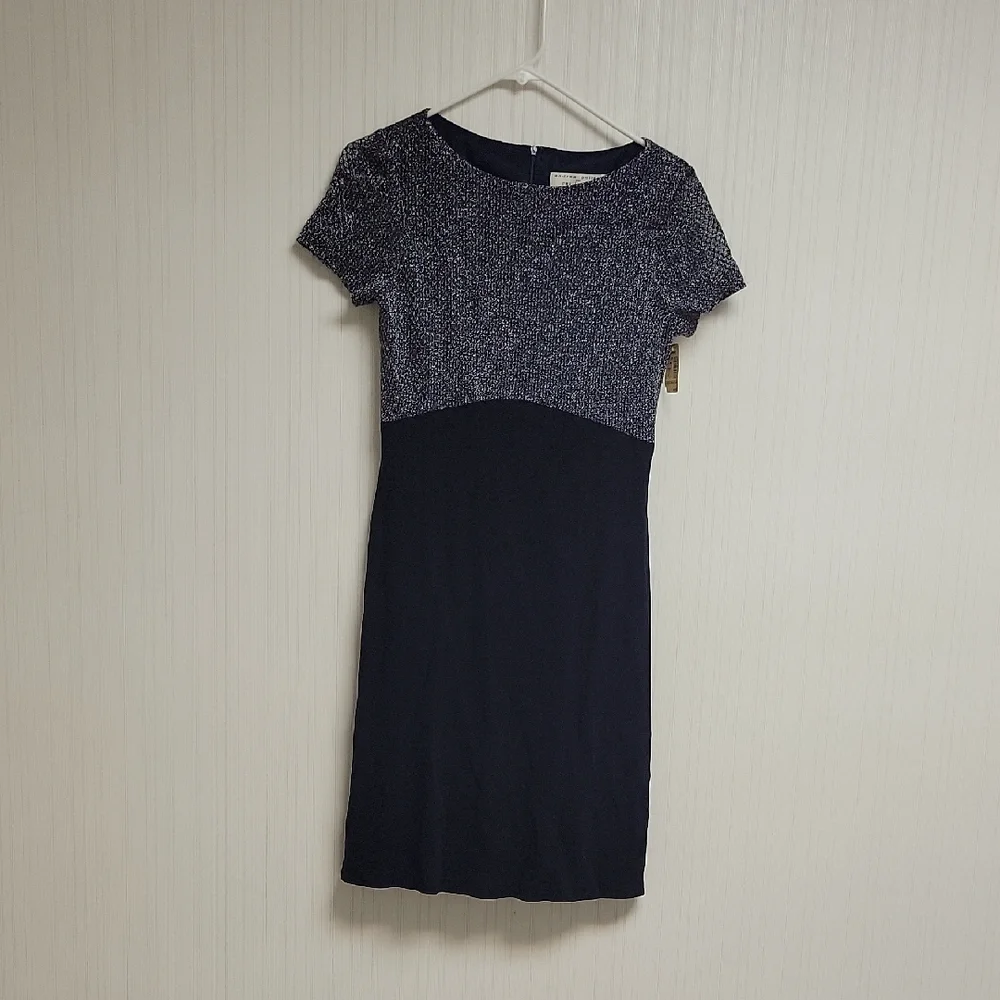 Andrea Polizzi For Rex Lester, Navy & Silver Slinky After 5 Dress, Women's 8 New - Picture 1 of 8